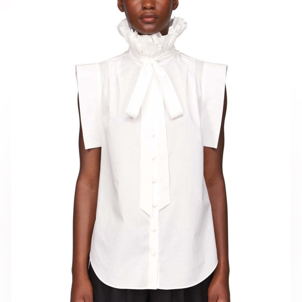 NEW $775 Prune Goldschmidt Prunette Short Sleeve Blouse White Women's Size 42 - Picture 1 of 10
